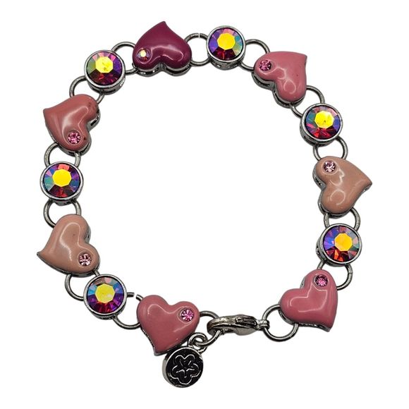 High Intencity Enamel Aurora Borealis Heart Charm‎ Chain Bracelet - Picture 1 of 5